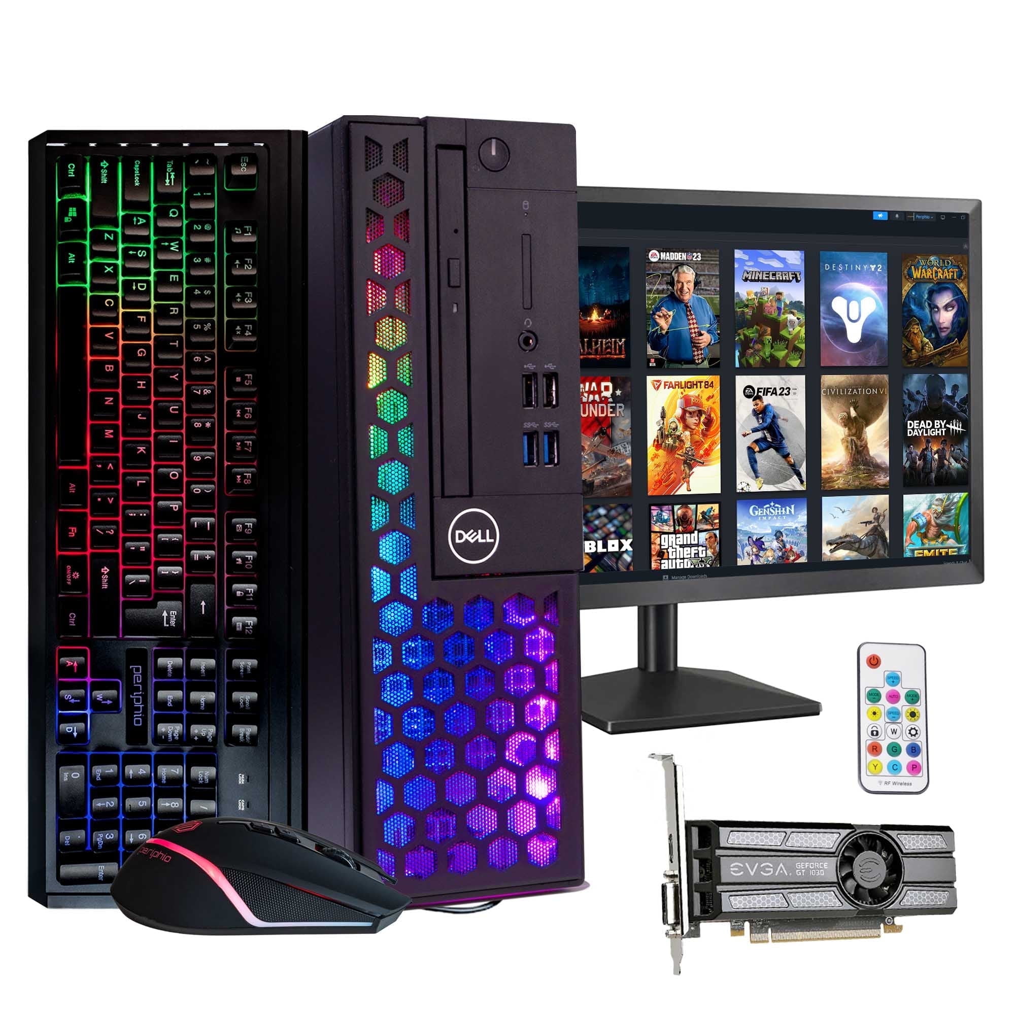 Dell Prebuilt RGB Gaming Desktop Computer | Intel i5 + GeForce GT 1030 2GB GPU | 1080p Gaming PC | 16GB DDR4 RAM | 1TB SSD | Wi-Fi 5G + Bluetooth | Windows 11 Pro | New 24in LCD Monitor