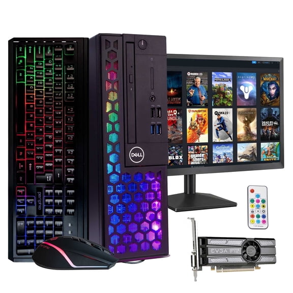 Dell Prebuilt RGB Gaming Desktop Computer | Intel i5 GeForce GT 1030 2GB GPU | 1080p Gaming PC | 16GB DDR4 RAM | 1TB SSD | Wi-Fi 5G Bluetooth | Windows 11 Pro | New 24in LCD Monitor