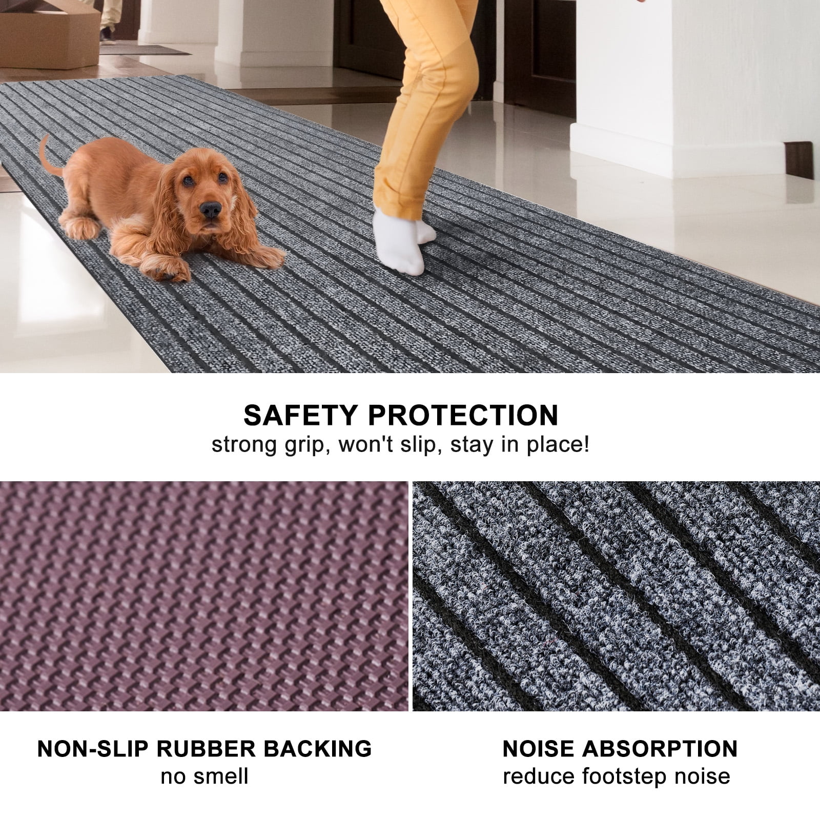 ANTPOP 3' x 3' Runner Rugs with Rubber Backing Outdoor Indoor Utility Non Slip Carpet for Hallway Custom Size Area Mat for Entryway Balcony Patio Kitchen Garage Stair Laundry