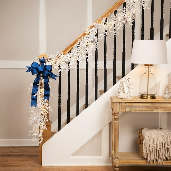 Northlight Pre-Lit Flocked Twig Artificial Christmas Garland - 9' x 14" - LED Warm White Lights