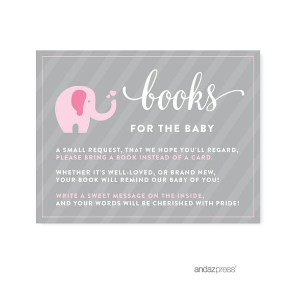 Books For Baby Bubblegum Pink Girl Elephant Baby Shower Games, 20-Pack