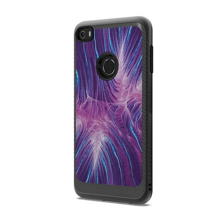 Capsule Case Compatible with Alcatel Idol 5 Alcatel Nitro 5 [Drop Protection Shock Proof Carbon Fiber Black Case Defender Design Strong Armor Shield Phone Cover] - (Purple Abstract)