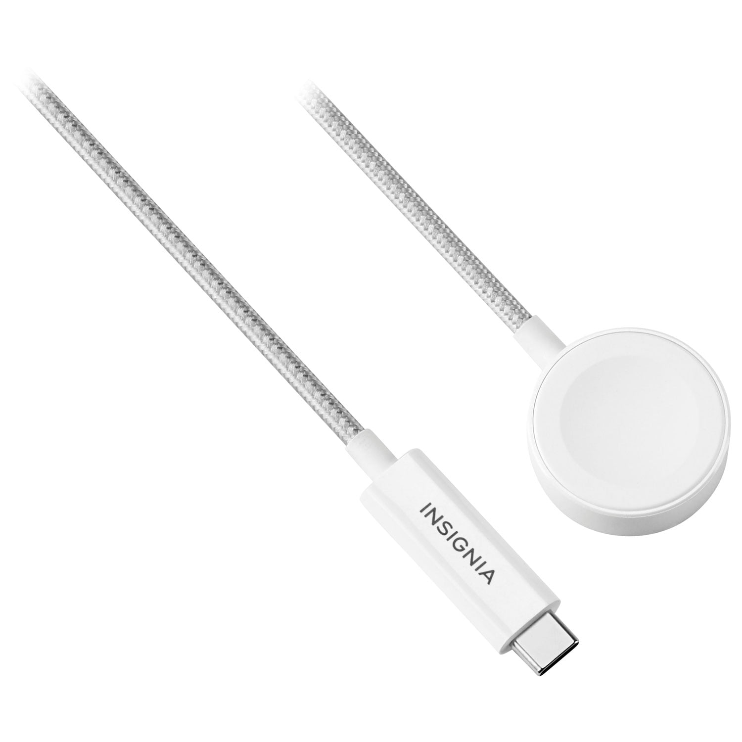 Insignia iWatch Magnetic Fast Charger to USB Type-C 4 ft. Braided Cable - White