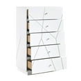thumbnail image 5 of 6pc Bedroom Furniture Set Queen Size White Finish LED Headboard Bed Glam Geometric Design, 5 of 7