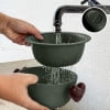 Cesta escurridora para frutas y verduras | Colador de nailon de doble grosor | Colador apto para lavavajillas para filtrar leche de soja, leche y vino | Paquete de 1 (Azul, Verde, Café, Beige)