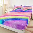 thumbnail image 5 of Manfei Ink Rainbow King Sheets, Bling Galaxy Stars Bedding, Pink Purple, 4 Pieces, 1 Flat Sheet, 1 Fitted Sheet and 2 Pillowcases, 5 of 6