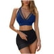thumbnail image 2 of Traje de baño de bikini liso sin mangas para mujer, traje de baño push-up acolchado, conjuntos de blusa de traje de baño de poliéster para mujer, 2 of 7