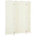 thumbnail image 2 of HOMCOM 4 Panel Room Divider, 6' Tall Folding Privacy Screen, Hand-Woven Freestanding Wood Partition for Home Office, Bedroom, White, 2 of 9
