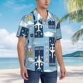 thumbnail image 5 of Bixox Men's Hawaiian Shirts Men's Airplanes and Aviation Signs Print Short-Sleeve Shirt-Medium, 5 of 8