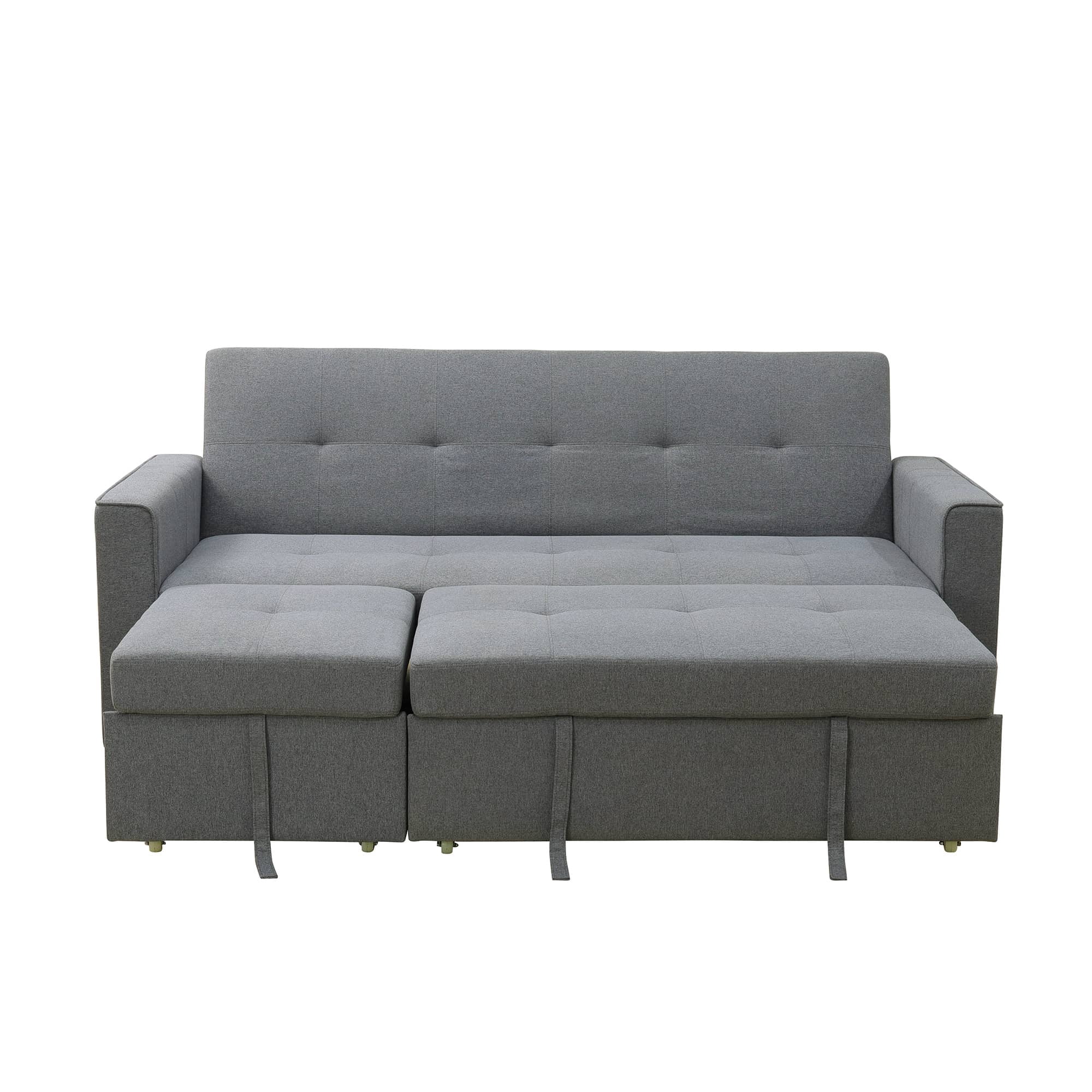 MAYEERTY Grey Fluffy Fabric 1-Piece Living Room Wide Sofabed