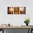 thumbnail image 4 of Fall Forest Canvas Wall Art Sunset Forest Picture Wall Decor for Living Room Bathroom Autumn Landscape Prints Posters Nature Woodland Photos Painting Artwork Office Home Decorations 12x16" 3Pcs, 4 of 5