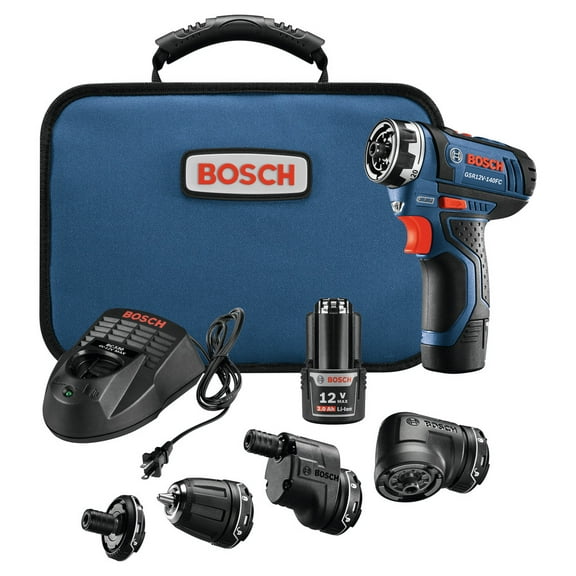 Restored Bosch GSR12V-140FCB22 12V Cordless Drill Driver, 2Ah, 265In-Lbs, 1300RPM, 5 Piece (Refurbished)