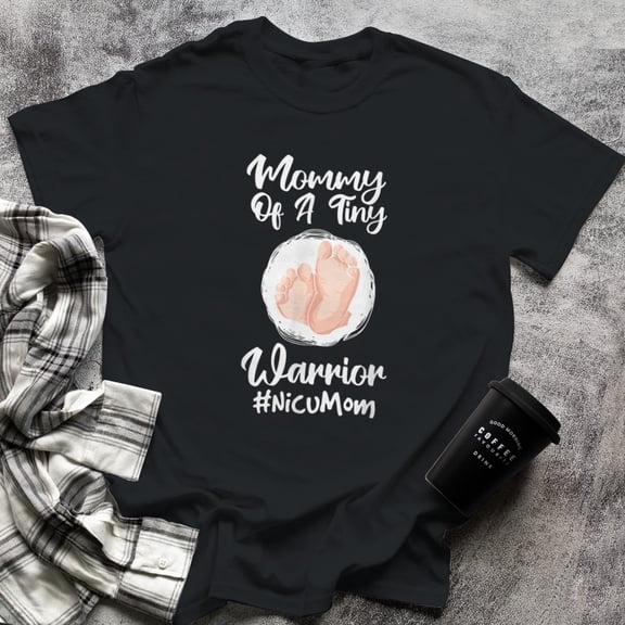 Preemie & NICU Mom Tiny Warrior Proud Mommy Baby Birth day (1), Small, Black