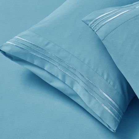 Nestl Full Size Sheets Set, Instantly Soft, Deep Pocket Bed Sheets Full 4 Piece, Luxury Soft Microfiber Full Sheets Sets, Beach Blue