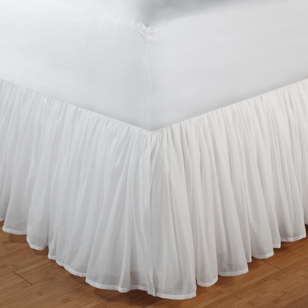 Greenland Home Fashions Cotton Voile Bed Skirt 15 in. Ruffle White
