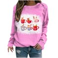 thumbnail image 2 of Jacenvly Valentine'S Day Shirt Woman Clearance Crewneck Sweatshirt New Style Long Sleeve Shirt Soft Comfort Print Women Casual Full Sleeve Tops Loose Shirts Blouse Graphic Pink, 2 of 4