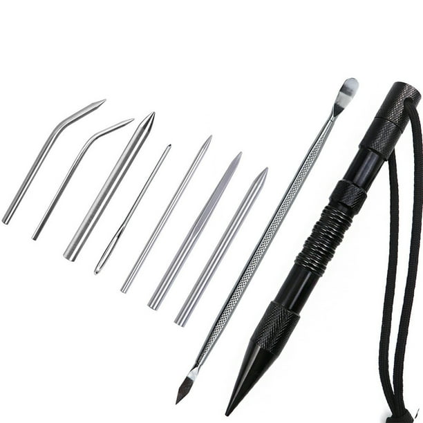 Greeniant Marlin Set Agujas de cordones Acero inoxidable Profesional Pequeña artesanía Costura Reutilizable Extraíble Tejer Pin Trabajo de cuero carpas 9 piezas negro Greeniant OD023335-03B
