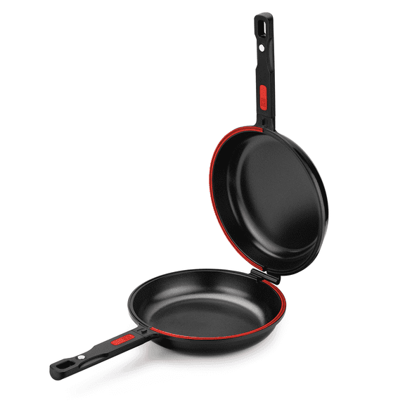 BRA COOKWARE Premiere Dual Skillet | 9.5 inches Double Frying Pan for Frittatas & Spanish Omelets | Toxic Free Triple Nonstick Coating | Full Induction Reversible Pan | Cast Aluminum Flip Skillet