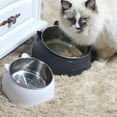 thumbnail image 3 of Reheyre Cat Face Shape Stainless Steel Pet Bowl - Oblique Design Cat Feeding Supplement for Home, 3 of 8