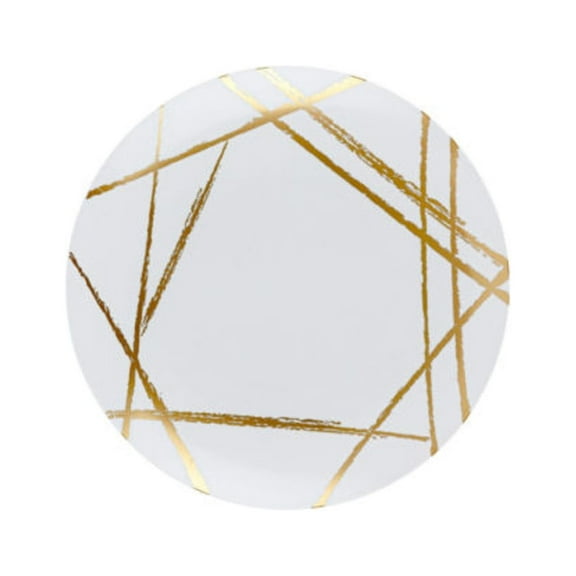 Party Source 10" Brush Gold Floral Plastic Banquet / Dinner Party Wedding Plates 10 Count