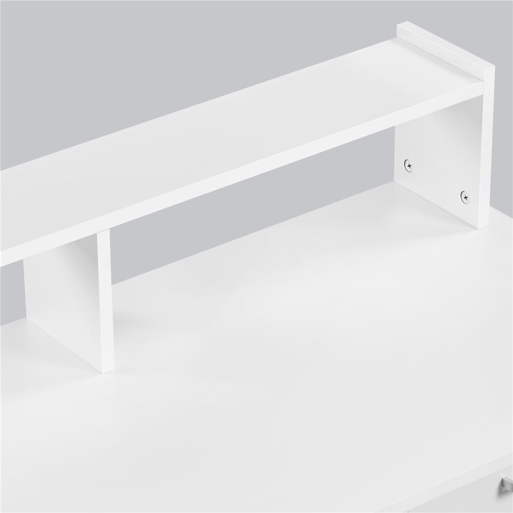 Yaheetech Computer Desk Home Office Laptop Desktop Table with Drawers Storage Shelf Keyboard Tray, White