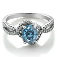 thumbnail image 2 of Gem Stone King 925 Sterling Silver Ring Oval Persian Blue Moissanite and (1.96 Cttw, Size 8), 2 of 4