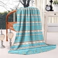 thumbnail image 2 of Blue Ethnic Geometric Pattern Blanket,Comfortable Soft Flannel Throw Blanket,All Season,Warm Lightweight Blankets for Sofa Bed Couch Living Room Chair,60"x80", 2 of 4