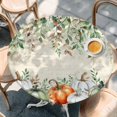 thumbnail image 2 of Thanksgiving Round Tablecloth, Fitted Table Cover with Elastic for 45"-54" Round Tables, Sage Green Orange White Pumpkin Eucalyptus Table Cloth Outdoor Indoor Dinning Party Waterproof Tablecloths, 2 of 7