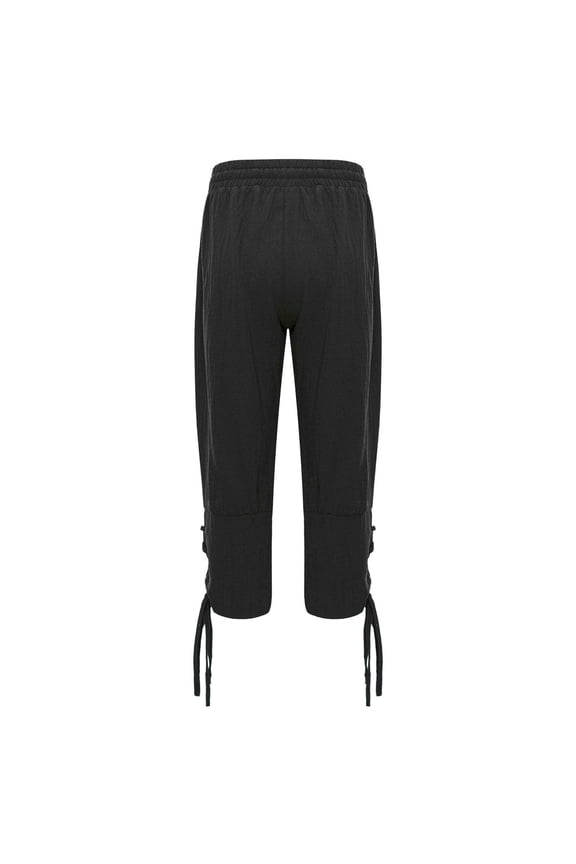 Boys Viking Pirate Pants Medieval Lace Up Ankle Banded Trousers Kids Halloween Fancy Dress Up Black 150/155