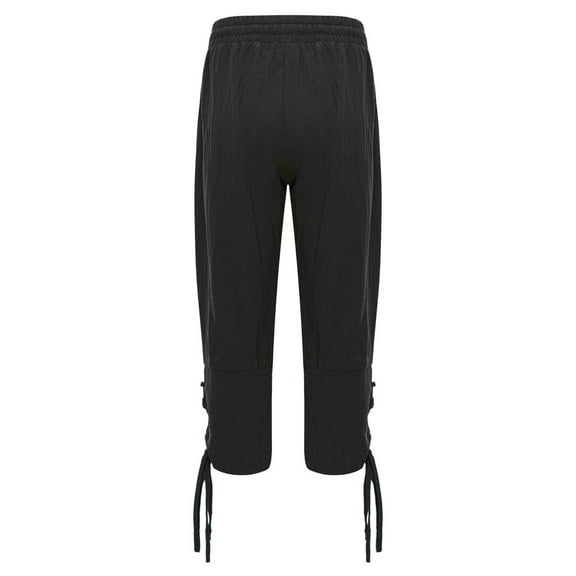 TiaoBug Boys Viking Pirate Pants Medieval Lace Up Ankle Banded Trousers Kids Halloween Fancy Dress Up Black 120/125