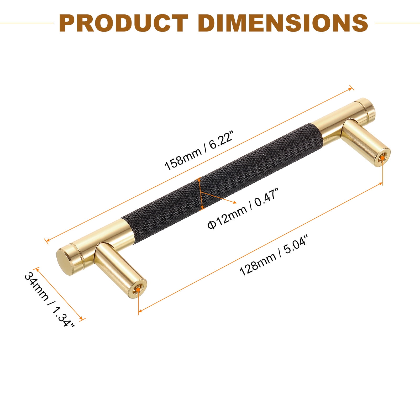 Cabinet Handles, 14Pcs 5" - Aluminum Alloy Knurled Pulls, Champagne Gold Cupboard Handles, Kitchen Hardware for Cabinets Wardrobe Drawer (Black)