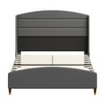 thumbnail image 6 of Queen Bed Frame with Wingback Headboard, Platform Bed Frame with Velvet Upholstered Headboard,  No Box Spring Needed, Gray, 6 of 15
