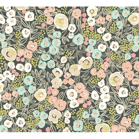 ohpopsi Flora Peach Garden Unpasted Non Woven Wallpaper, 19.7-in by 33-ft., 54.2 sq. ft.