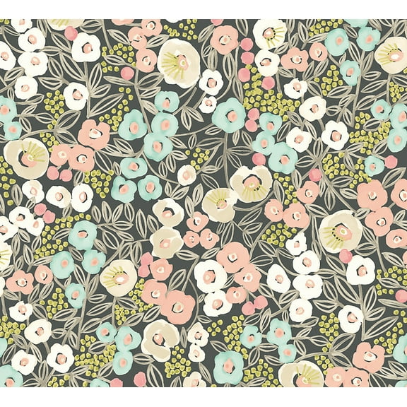 ohpopsi Flora Peach Garden Unpasted Non Woven Wallpaper, 19.7-in by 33-ft., 54.2 sq. ft.