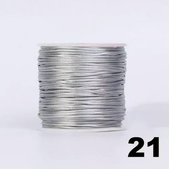 U8MO 55 meters 1.5mm Braided Macrame Satin Silk Cord Chinese Knot Nylon Rattail-21# Grey