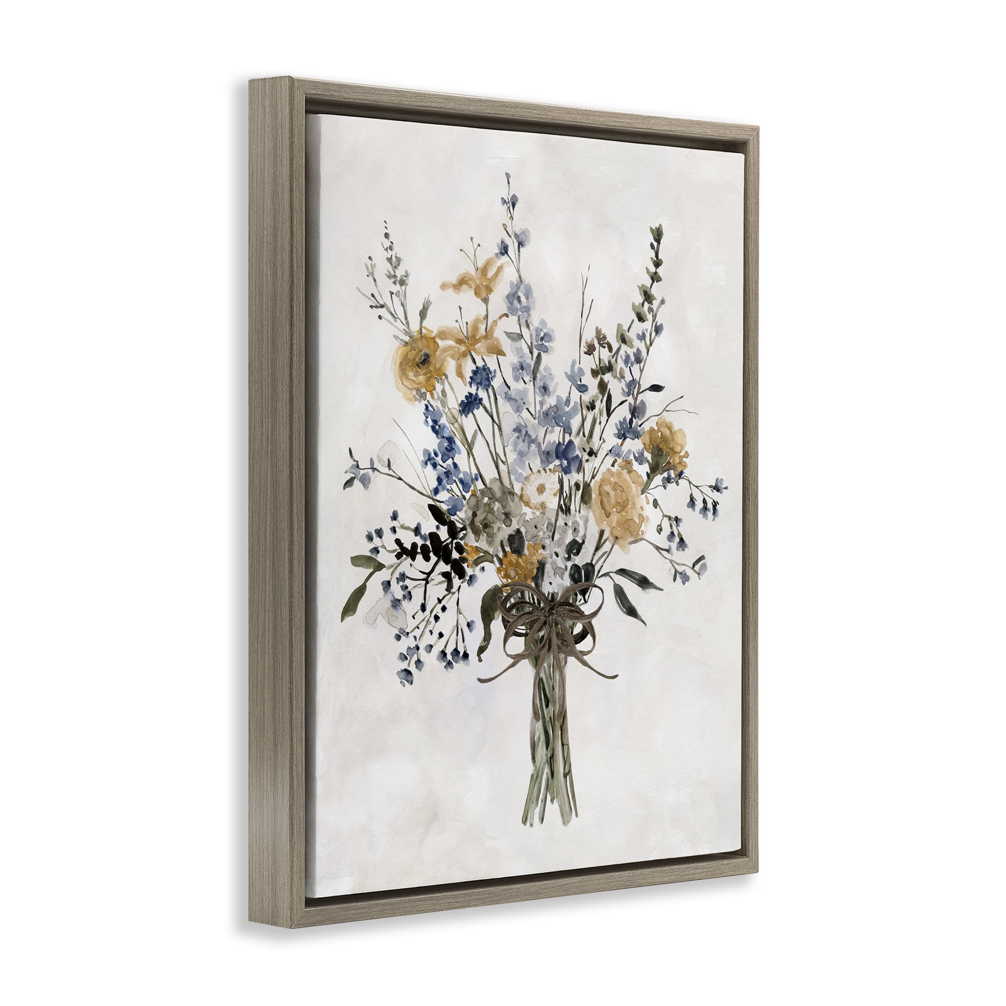 Stupell Industries Delicate Botanicals Bushel Brown Framed Floater Canvas Wall Art, design by Carol Robinson