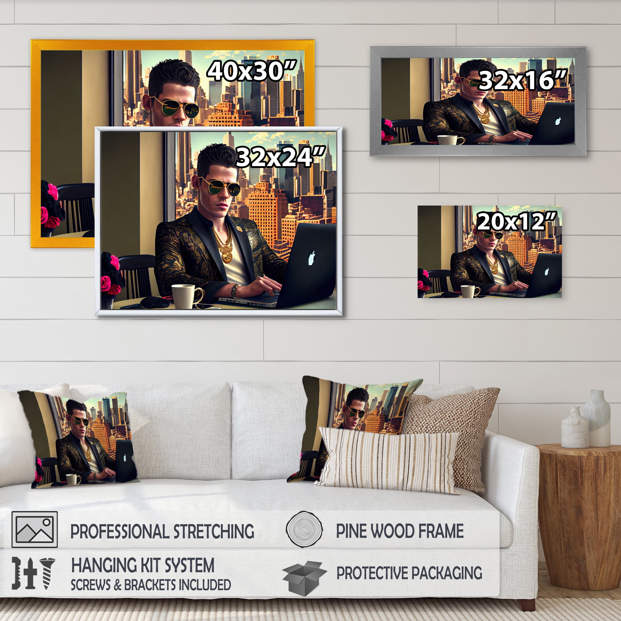 Designart Man Gambling At Desk I Canvas Wall Art