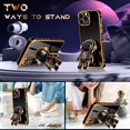 thumbnail image 3 of for iPhone 12 Pro Case Astronaut Cute for Women Girls Girly Unique Black Phone Cases with Astronaut Hidden Stand Kickstand 6D Design Cover for iPhone 12Pro 6.1 inch, 3 of 11