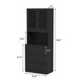 thumbnail image 6 of RichYa 3Pcs Pantry Storage Cabinet Set,China Glass Cabinets with Display Doors,Sideboard Hutch Buffet with Drawers for Dining Room,BCC(Black), 6 of 11