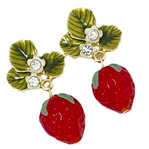 Necvior Unique Strawberry Shaped Earrings Handmade 3D Simulated Fruit Pendant Ear Studs