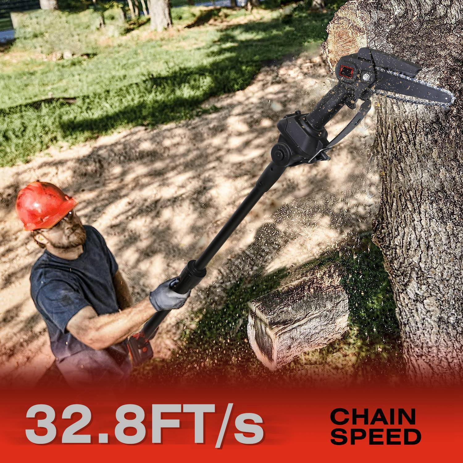 2-in-1 Cordless Pole Saw & Mini Chainsaw iNova 21V Battery Small Pole Chainsaw, Electric Pole Saw for Tree Trimming, 2.0Ah Battery&Charger Included