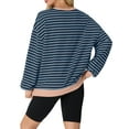 thumbnail image 6 of Cueply Sweatshirt for Women Oversized Striped Long Sleeve Crew Neck Casual Loose Pullover Sweaters Tops, 6 of 7