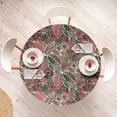thumbnail image 4 of Ambesonne Floral Scene Fitted Round Tablecloth, Jumble Jungle Flowers, 40"- 44" Diameter, Peacock Green Dark Pink, 4 of 5