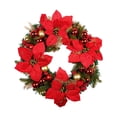 thumbnail image 3 of Christmas Wreath Holiday Decoration Wreath Adornment with Berries Clusters and Balls for Fireplaces Door Holiday Centerpieces Big Flower, 3 of 10
