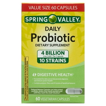 Spring Valley Daily Probiotic Delayed Release Capsules for Digestive Health, 4 Billion Live Cells, 60 Count