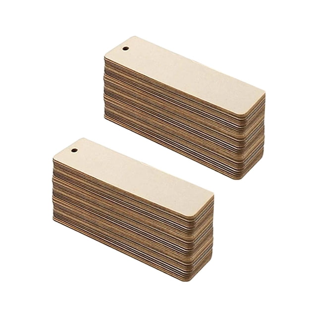 yuksok 20pcs Blank Wood Bookmark Bulk Tags Unfinished Wood Rectangle Hanging Label with