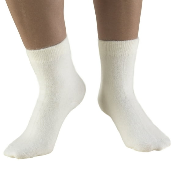 otc warming socks, natural angora fiber, white, medium
