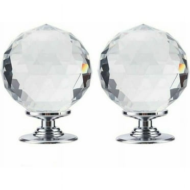 Elegant Faceted Crystal Door Handles, Acrylic Faceted Knob with Chrome Base for Luxurious Home Decor (2 Pieces)