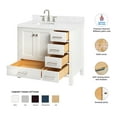 thumbnail image 3 of Ariel Cambridge 36 Inch Single Left Offset Oval Sink Bathroom Vanity With Carrara White Quartz Countertop 1.5 Edge In White, 3 of 10