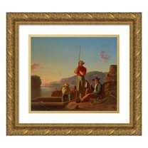 George Caleb Bingham 23x20 Gold Ornate Framed and Double Matted Museum Art Print Titled - The Wood-Boat (1850)